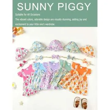 SUNNY PIGGY Baby Girl Summer Dress Infant Outfit Set