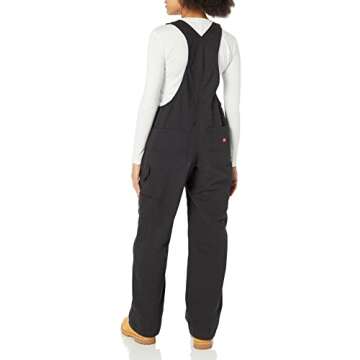 Stylish Dickies Women's Relaxed Straight Bib Overalls in Rinsed Black - Comfort Meets Durability