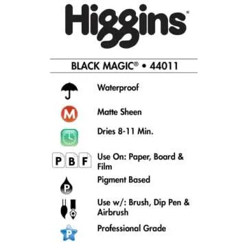 Higgins Black Magic Pigmented Drawing Ink, 1 Ounce Bottle (44011)