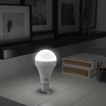 Rechargeable Emergency Light Bulb, 1500mAh 15W 80W 6000K Daylight White Battery Light Bulb with 4 Pack Battery Backup LED Bulb for Home Power Failure, Hurricane, Thunderstorm