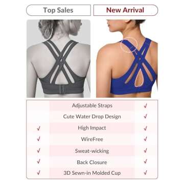 Yvette High Impact Adjustable Sports Bra for Women