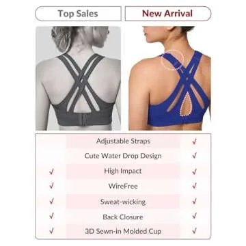 Yvette High Impact Adjustable Sports Bra for Women