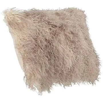 Luxury 100% Wool Mongolian Lamb Throw Pillow in Navy