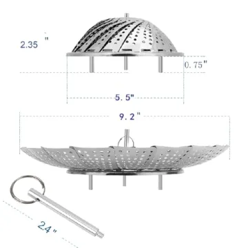 Vegetable Steamer Basket by SAYFINE - Stainless Steel Expandable