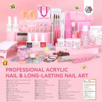 SAVILAND Acrylic Nail Kit with Drill: Professional Nail Kit Acrylic Set for Beginners with Everything Gel Polish U V Light Decorations for Home Salon Gift Set