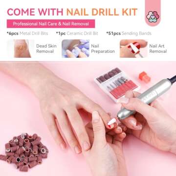 SAVILAND Acrylic Nail Kit with Drill: Professional Nail Kit Acrylic Set for Beginners with Everything Gel Polish U V Light Decorations for Home Salon Gift Set