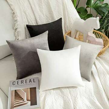 MIULEE Pack of 2 Velvet Pillow Covers Decorative Square Pillowcase Soft Solid Cushion Case for Spring Couch Sofa Bedroom Outdoor 12x12 Inch Pure White