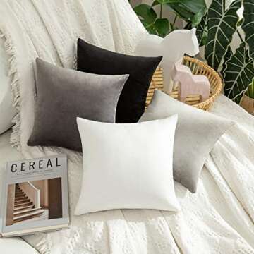 MIULEE Pack of 2 Velvet Pillow Covers Decorative Square Pillowcase Soft Solid Cushion Case for Spring Couch Sofa Bedroom Outdoor 12x12 Inch Pure White
