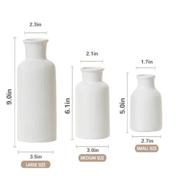 Elegant BOXJINCO White Ceramic Vase Set of 3