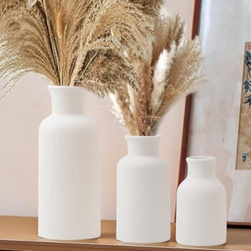 Elegant BOXJINCO White Ceramic Vase Set of 3