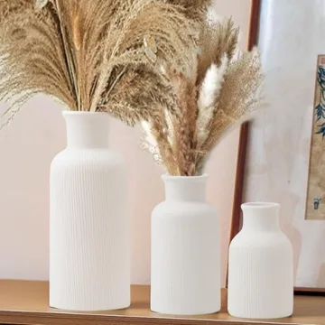 Elegant BOXJINCO White Ceramic Vase Set of 3