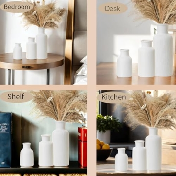 Elegant BOXJINCO White Ceramic Vase Set of 3