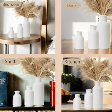 Elegant BOXJINCO White Ceramic Vase Set of 3