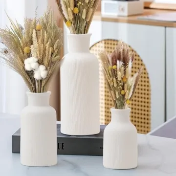 Elegant BOXJINCO White Ceramic Vase Set of 3