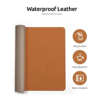 YSAGi Desk Pad Protector, Large Mouse Mat, Non-Slip PU Leather Waterproof Laptop Desk Blotter/ Writing Pad for Office and Home (23.6" x 13.8", Brown)