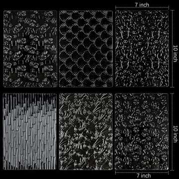 Ocmoiy 6 Pack Fondant Impression Mat Fondant Mold Set, Embossed Bamboo/Shells/Ocean Waves/Flower and Vine/Turtles/Hawaii Style Texture Mold for Chocolate Fondant Wedding Cake Decoration