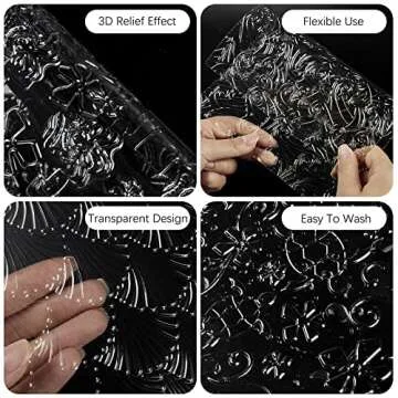 Ocmoiy 6 Pack Fondant Impression Mat Fondant Mold Set, Embossed Bamboo/Shells/Ocean Waves/Flower and Vine/Turtles/Hawaii Style Texture Mold for Chocolate Fondant Wedding Cake Decoration