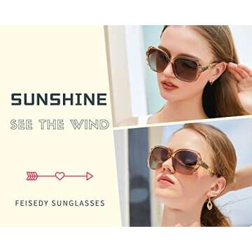 FEISEDY Polarized Women Square Sunglasses Sparkling Composite Shiny Frame B2289