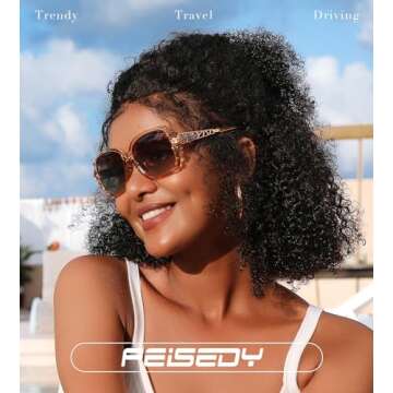 FEISEDY Polarized Women Square Sunglasses Sparkling Composite Shiny Frame B2289