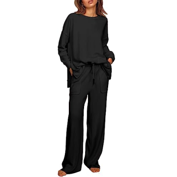 ETCYY NEW Lounge Sets for Women 2 Piece Outfits with Side Split Sweatshirt Tops and Wide Leg Sweatpants