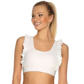 RELLECIGA Women's Ruffle Scoop Neckline Sports Bra for Fitness and Yoga