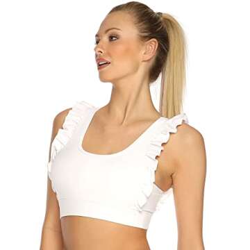 Stylish RELLECIGA Women's White Ruffle Sports Bra