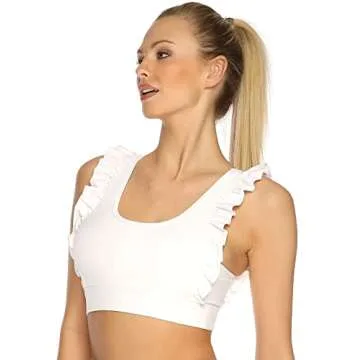 Stylish RELLECIGA Women's White Ruffle Sports Bra