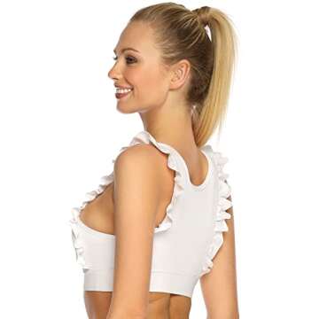 Stylish RELLECIGA Women's White Ruffle Sports Bra