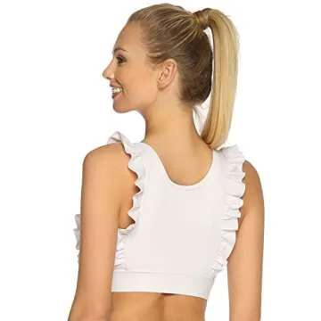 Stylish RELLECIGA Women's White Ruffle Sports Bra