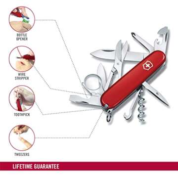 Victorinox Explorer Swiss Army Knife, 16 Function Swiss Made Pocket Knife with 2 Blades, Corkscrew, Scissors and Screwdrivers - Red