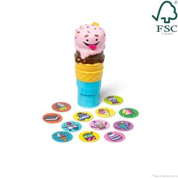 Melissa & Doug Sticker WOW!™ 24-Page Activity Pad and Sticker Stamper, 300 Stickers, Arts and Crafts Fidget Toy Collectible Character – Ice Cream - FSC Certified