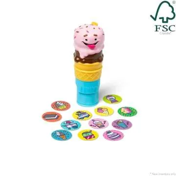 Melissa & Doug Sticker WOW!™ 24-Page Activity Pad and Sticker Stamper, 300 Stickers, Arts and Crafts Fidget Toy Collectible Character – Ice Cream - FSC Certified