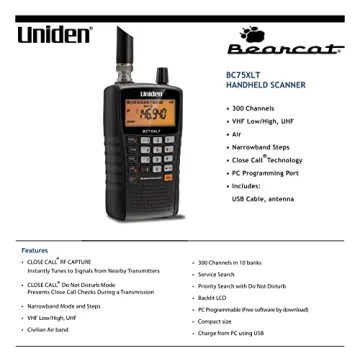 Uniden Bearcat BC75XLT Handheld Scanner with 300 Channels
