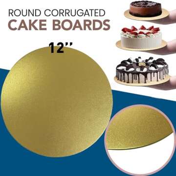 3 Pack Cake Boards Golden Round Cake Circles, 12 Inch Cake Base Cardboard, for Baking Cake, Gold