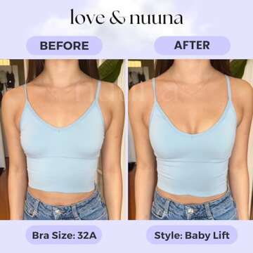 love & nuuna Baby Lift Double Sided Sticky Push Up Bra Inserts - Reusable Adhesive Bra Pads for Bikinis Dresses - Size Small Nude