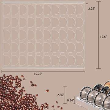 Sumerflos Clear Coffee Pod Holder Storage Tray 15.75" L x 12.6" W Compatible with Vertuoline Capsule, Drawer Insert Organizer Holds 50 Pods Counter Organizer of Kitchen, Home, Office