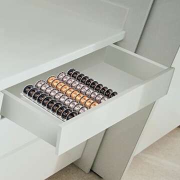 Sumerflos Clear Coffee Pod Holder Storage Tray 15.75" L x 12.6" W Compatible with Vertuoline Capsule, Drawer Insert Organizer Holds 50 Pods Counter Organizer of Kitchen, Home, Office