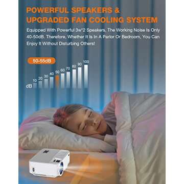 Mini Projector, TOPVISION WiFi Portable Projector for Outdoor Movie Night, 1080P Supported Movie Projector for Home Theater Compatible with TV Stick, HDMI, VGA, USB, AV, Laptop, PS4