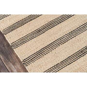 Novogratz by Momeni MONTAMTK-2CHR5070 Montauk 100% Jute Hand Woven Indoor Area Rug 5'0" x 7'0" Charcoal Grey