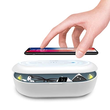 Cahot UV Light Sanitizer Box with Wireless Charging, 8 UV-C LED Lights for Phones, Toothbrushes, Nai...