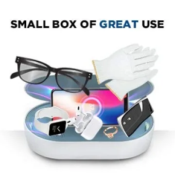 Cahot UV Light Sanitizer Box with Wireless Charging, 8 UV-C LED Lights for Phones, Toothbrushes, Nail Tools, Jewelry, and More (White)