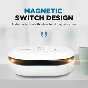 Cahot UV Light Sanitizer Box with Wireless Charging, 8 UV-C LED Lights for Phones, Toothbrushes, Nail Tools, Jewelry, and More (White)