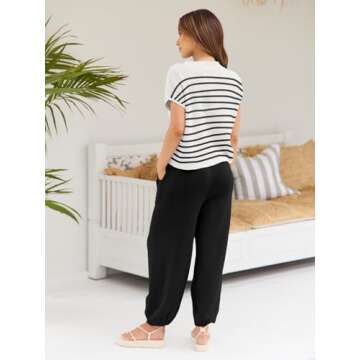 LILLUSORY Two 2 Piece Sets Womens 2025 Spring Summer Matching Lounge Sweatsuits Sweat Suits Trendy Travel Vacation Resort Wear Outfits Cozy Knit Loungewear Clothes Clothing Stripes Black S