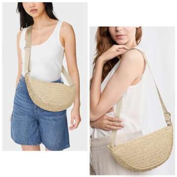 GETERUUV Straw Crossbody Bag Woven Purses for Women 2024 Summer Beach Straw Purse Fashion Handmade S...