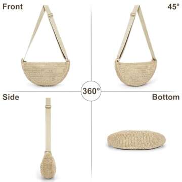 GETERUUV Straw Crossbody Bag Woven Purses for Women 2024 Summer Beach Straw Purse Fashion Handmade Shoulder Bag Crochet Purse (A01-Beige)