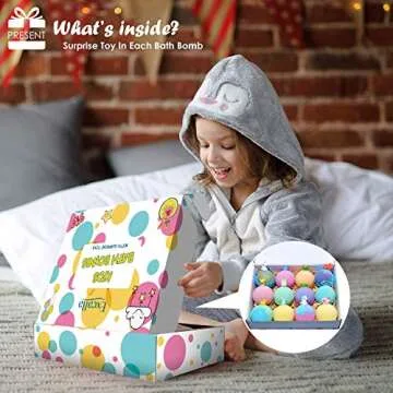 Bath Bombs for Kids with Toys Inside Surprise - 12pack Bubble Bath Fizzies Vegan Essential Oil Spa B...