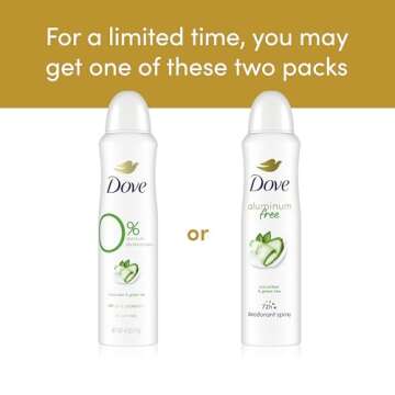 Dove Deodorant Spray Cucumber & Green Tea For 48 Hour Protection Aluminum Free Deodorant 4 oz