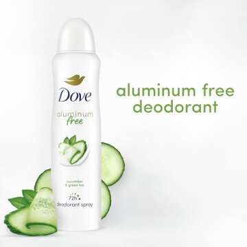Dove Deodorant Spray Cucumber & Green Tea For 48 Hour Protection Aluminum Free Deodorant 4 oz
