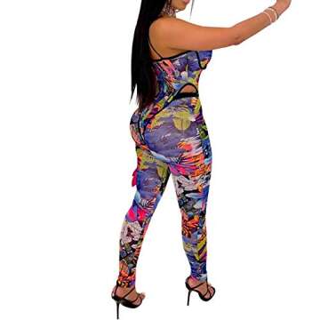 Ranfare Two Piece Sexy Printed See Through Jumpsuit for Women (Color 2, S)