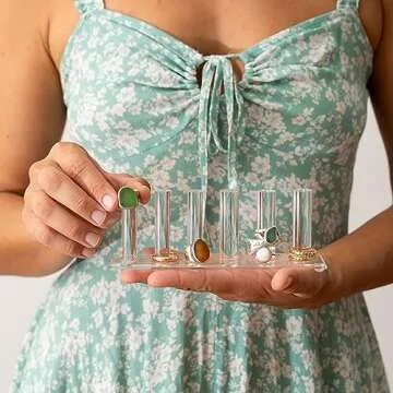 FROG SAC 6 Rod Ring Holder Jewelry Stand, Clear Acrylic Ring Display Organizer For Girls Room, Small...